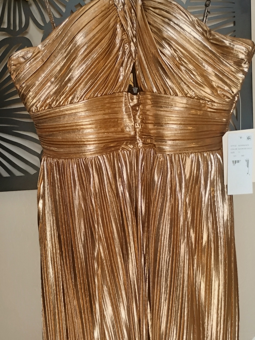 City Vibe Size 11 NWT Metallic Gold Pleated Evening Mini Dress